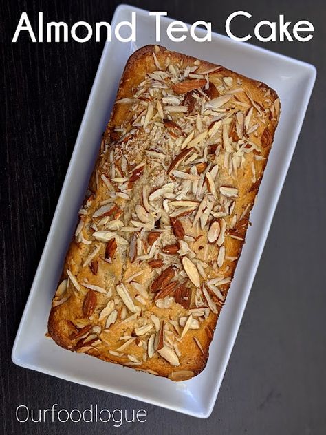 Almond Milk Cake Recipes, Healthy Tea Cakes, Almond Tea Cake, Eggless Almond Cake, Eggless Tea Cake Recipe, Almond Loaf Cake, Dry Cakes, Chai Time, Malt Loaf