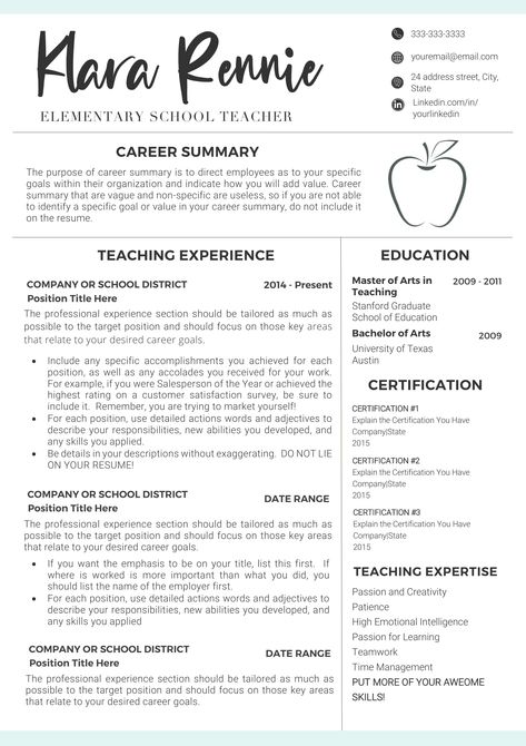 Thanks for the great review Hannah P. ★★★★★! Teaching Resume Examples, Teacher Cv Template, Teacher Middle School, Teacher Cv, School Resume, Teaching Resume, Middle School Math Teacher, Secondary School Teacher, Middle School Teacher