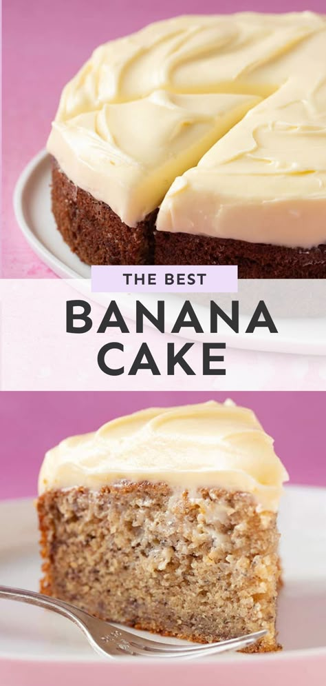 Best Ever Banana Cake, Easy Banana Cake, Banana Frosting, Cake Banana, Banana Cake Recipe, Cake With Cream Cheese Frosting, Chocolate Banana Bread, Baked Banana, With Cream Cheese Frosting