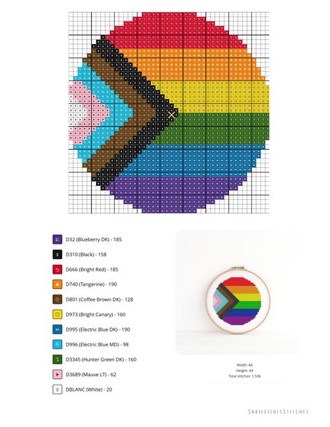 Free progressive pride flag cross stitch pattern! Happy #Pride :) Pride Bead Patterns, Lgbtq Cross Stitch Patterns, Pride Flag Cross Stitch, Pride Diy Ideas, Pride Flag Embroidery, Free Funny Cross Stitch Patterns, Pride Cross Stitch Patterns Free, Queer Cross Stitch, Lgbtq Cross Stitch