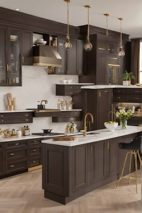 1. EspressoElegance
2. TopPaints
3. KitchenCabinets
4. InteriorDesign Ranch Bedroom Decor, Moody Kitchen Cabinets, Brown Painted Cabinets, Kitchen Cabinet Stain Colors, Kitchen Design 2023, Dark Brown Kitchen Cabinets, Kitchen Cabinet Color Schemes, Dark Brown Kitchen, Dark Brown Cabinets Kitchen