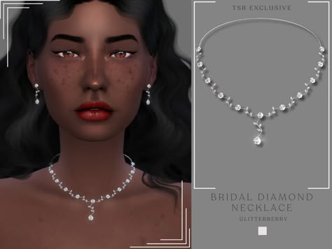 Sims 4 Cas Mods, The Sims 4 Skin, Bridal Diamond Necklace, Makeup Cc, Play Sims 4, White Diamond Necklace, Play Sims, Sims Games, Sims 4 Collections