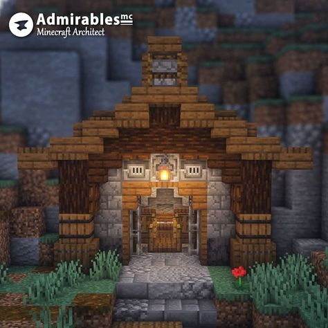 Minecraft | Admirable Peasant’s Instagram photo: “A mine entrance!! ⛏️ Comment and share this post if you like it! _________________________ FOLLOW ME FOR MORE! Info: - Shaders: BSL…” Two Staircases Entryway, Entrance Design Minecraft, Minecraft House Entrance, Minecraft Mine Entrance, Casas Mine, Minecraft Cave House, Building Entrance Design, Mine Entrance, Minecraft Mine