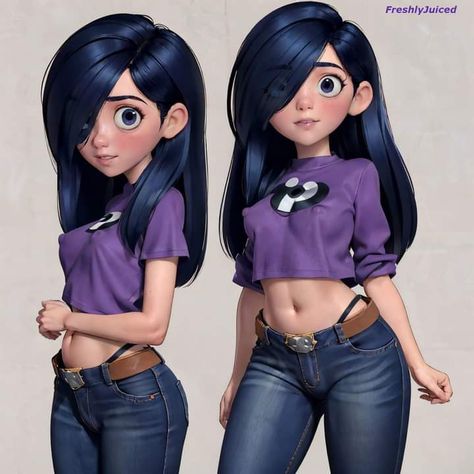 The Incredibles Violet Fanart, Hot Disney Characters, Incredibles Oc, Violet Parr Icon, Violet Parr Fanart, Violet The Incredibles, Violet From The Incredibles, Violet Incredible, Incredibles Violet