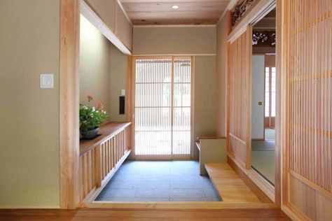 Genkan Entrance Japanese Style, Japanese Entrance Door, Japanese Entrance Hall, Genkan Entrance Modern, Japanese Home Entrance, Japanese Home Interior Modern, Japanese Genkan, Japanese House Entrance, Genkan Entrance