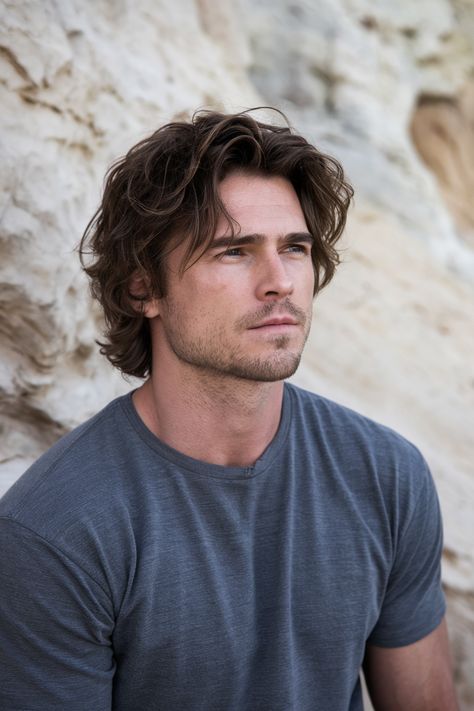 Explore trendy wavy hair for men 2025 styles from short to long haircuts including mullet slick back medium length waves low fade and world-inspired hairstyles. Short Surfer Hair Men, Mens Wavy Hair, Wavy Hair For Men, Medium Length Waves, Inspired Hairstyles, Hair For Men, Long Haircuts, Low Fade, Slick Back