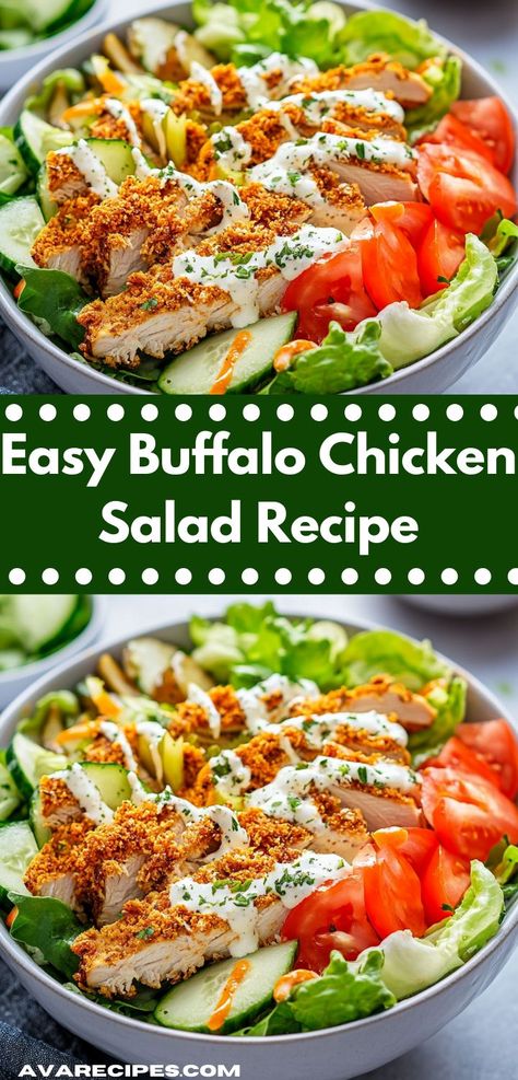 Whip up this Easy Buffalo Chicken Salad for a quick meal that’s full of flavor. The combination of spicy chicken and fresh greens makes it a tasty, nutritious option. Chicken Lettuce Salad, Dinner Ideas For Parties, Dinner Ideas Fun, Family Dinner Ideas Healthy, Buffalo Chicken Salad Recipe, Fun Dinner Ideas, Creamy Buffalo Chicken, Dinner Ideas With Chicken, Shredded Buffalo Chicken