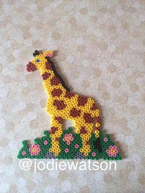 Giraffe hama bead / perler bead design made by myself Perler Beads Giraffe, Giraffe Perler Bead Patterns, Fused Beads, Melt Beads, Melt Beads Patterns, Melty Bead Patterns, Easy Perler Beads Ideas, Hamma Beads, Diy Perler Bead Crafts