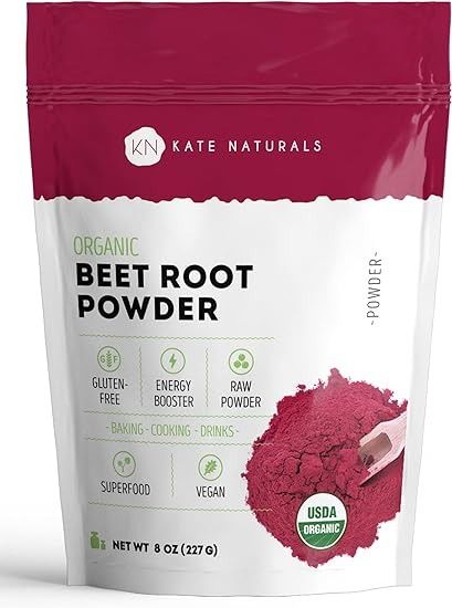 Amazon.com: Kate Naturals Beet Root Powder for Baking & Smoothies (8oz) USDA Organic Beetroot Powder & Nitric Oxide Supplement for Increase Energy & Stamina Pre Workout. Gluten Free Organic Beet Powder : Health & Household Natural Red Food Coloring, Beet Powder, Beet Root Powder, Nitric Oxide Supplements, Natural Smoothies, Energy Smoothies, Amino Acid Supplements, Beet Root, Vitamins For Energy