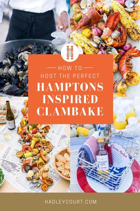 Hampton Party, Clambake Party, Lobster Bake Party, How To Cook Clams, Clam Bake Party, Crab Bake, Hamptons Party, Boil Seafood, Lobster Party