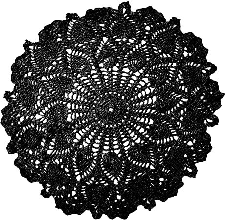 Amazon.com: BIBITIME 2 PCS Lace Placemats Table Doilies Round Handmade Crochet Doily Kitchen Cup Mug Mats (Black, 16 to 17.5 inches) : Home & Kitchen Mug Mats, Lace Placemats, Doily Wedding, Black Tablecloth, Kitchen Cups, Crochet Wedding, Table Placemats, Lace Doilies, Crochet Doily