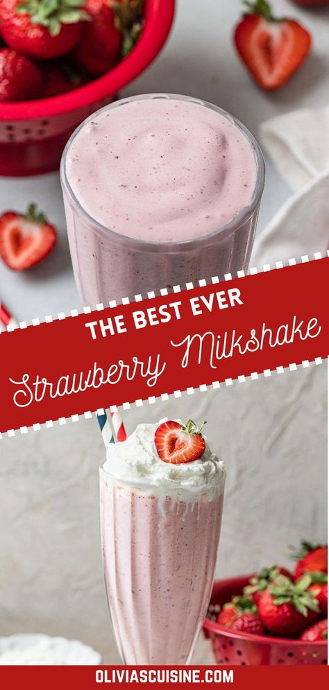 Everybody should know how to make a delicious Strawberry Milkshake! It’s so easy to make milkshakes at home! A handful of ingredients and a blender are all you need to make yourself the perfect summer cool-off treat. How To Make A Strawberry Milkshake, Milk Shake Recipes, Nesquik Recipes, Making Milkshakes, Milkshake Flavors, Milkshake At Home, Strawberry Shakes, Milkshake Aesthetic, Strawberry Milkshake Recipe