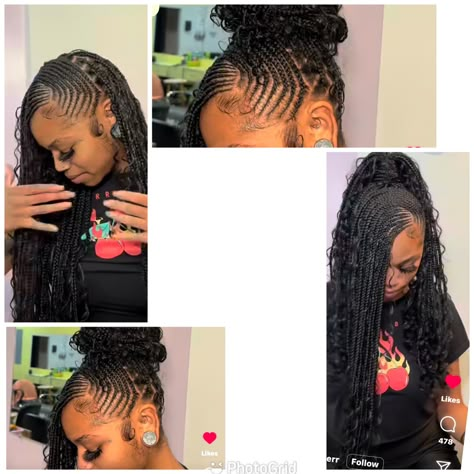 Cute Braided Ponytails, Hair Braid Designs, Lemonade Braids Hairstyles, Medium Hair Braids, Cornrows Braids For Black Women, Pretty Braids, Braided Hairstyles For Black Women Cornrows, Feed In Braids Hairstyles, African Hair Braiding Styles