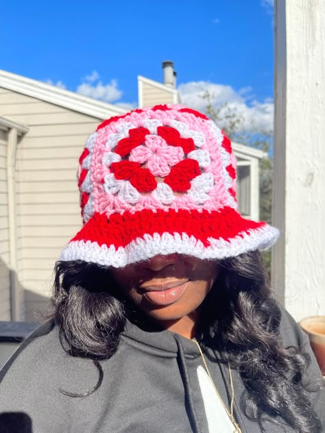 Unleash your creativity with our Build-Your-Own Granny Square Bucket Hat! Craft a unique fashion statement, one stitch at a time. Style that's as individual as you are! EVERYTHING PICTURED IS AVAILABLE! Crochet Granny Square Hats, Granny Square Hats, Crochet Bucket Hat Granny Square, Crochet Bucket Hat Tutorial, Granny Bucket Hat, Granny Square Clothes, Granny Square Crochet Hat, Crochet Granny Square Hat, Bucket Hat Tutorial