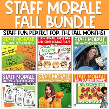 Are you looking to boost staff morale and have some fun this Fall ? This amazing bundle includes 6 different products that are just perfect for lifting spirits, boosting morale, and showing Teacher Appreciation in your building this Fall season. Staff Post It Notes, Staff Shout Outs, Staff Scratch Off Tickets, and so much more will engage your staff, bring them together to socialize and build comradery, and feel appreciated by you! This is the perfect download for the administrator, principal, o Nurse Morale Ideas, Fall Activities For Workplace, October Teacher Morale Ideas, September Staff Morale Boosters, Fall Staff Morale Booster, Workplace Encouragement, Staff Morale Booster Teachers, Staff Shout Outs, Monthly Staff Morale Boosters