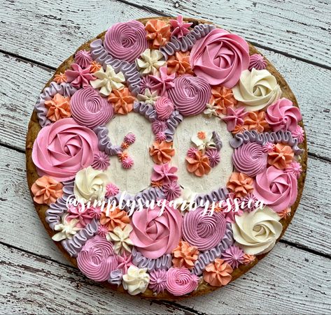 30th Birthday Cookie Cake, Cute Cookie Cake Designs, Decorated Cookie Cake, Birthday Cookie Cake, Cookie Cake Designs, Birthday Cookie, Cookie Cake Birthday, Cookie Cakes, Cute Baking