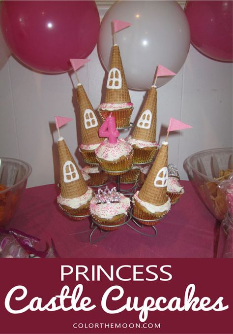 These princess castle cupcakes are SO CUTE and so easy to make! What a great idea for a princess-themed birthday party! White Cupcake Frosting, Trolls Cupcakes, Trolls Cupcake Toppers, Decorative Icing, Castle Cupcakes, Trolls Hair, Troll Cupcakes, Cupcake Inspiration, Superheroes Party