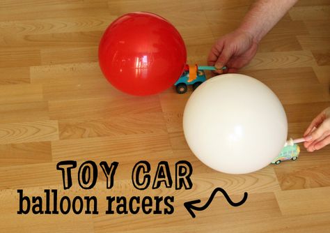 Toy Car Balloon Racers - STEM challenge for kids Race Car Stem Activity, Race Car Crafts For Kids, Balloon Cars, Balloon Race, Boy Car, Car Craft, Force And Motion, Crafts For Boys, Crafts For Teens