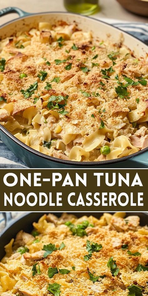 Craving a quick and comforting dinner? This One-Pan Tuna Noodle Casserole is your go-to recipe! Packed with tender noodles, flaky tuna, and creamy goodness. 🥘 Ready to whip up a delicious dinner? Gather your ingredients and dive into this tasty One-Pan Tuna Noodle Casserole tonight! Your family will thank you for this one! #OnePanTunaNoodleCasserole #ComfortFood #QuickMeals #EasyDinnerRecipes #TunaCasserole #FamilyFriendlyRecipes #WeeknightDinners #OnePanMeals #HealthyEating #FoodieFavorites One Pot Creamy Tuna Noodle Casserole, Tuna Salad Casserole, One Pan Tuna Noodle Casserole, Tuna Pea Wiggle, One Pot Tuna Noodle Casserole, Hot Tuna Noodle Casserole, Tuna Noodle Casserole Without Cream Soup, Can Tuna Recipes, Tuna Ramen