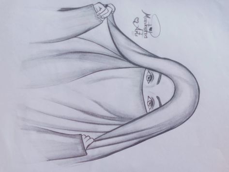 Islamic Sketches Pencil, Islamic Drawings Art Easy, Pencil Drawing Images Of Love, Hijab Girl Drawing Sketch, Hijab Drawing Sketches, Islamic Drawings Art Pencil, Desi Sketch, Hijab Girl Sketch, Muslim Girl Drawing