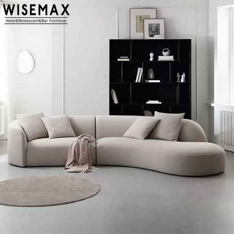 Modern Curved Sofa, Sofa Nordic, 4 Pillows, Foam Sofa, Cheap Sofas, Fabric Sectional Sofas, Sofa Modern, Round Sofa, Apartment Sofa