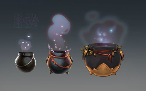 Cauldron Fantasy Art, Magic Cauldron, Old Witch, Autumn Tattoo, Harry Potter Games, Props Concept, Environment Props, 2d Game Art, Casual Art