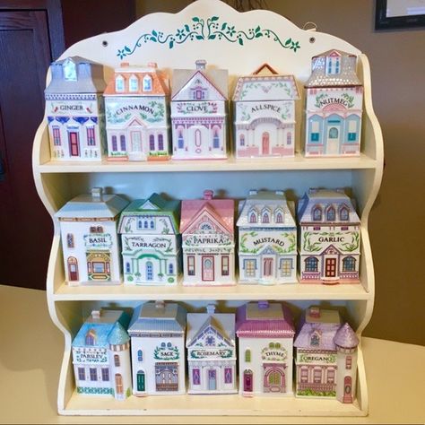 Spice Houses, Lenox Spice Village, Spice Village, Lenox Village, 5 Spice, Ginger And Cinnamon, Wood Rack, Cute Kitchen, Barbie Dream House