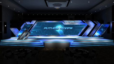 Futuristic Stage Design For PMI on Behance Futuristic Stage Design, Futuristic Stage, Stage Ideas, Concert Stage Design, Stage Designs, Graphic Design Interior, Tv Set Design, Corporate Event Design, Decoration Event