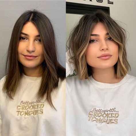 Sunkissed Blonde, Brunette Bob, Before After, Shoulder Length Hair, Length Hair, Balayage Hair, Bobs Haircuts, Shoulder Length, Hair Highlights