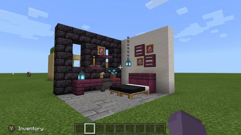 Goth Mc House, Mincraft Idea Houses Goth, Goth Bed Minecraft, Goth Minecraft Ideas, Minecraft Gothic House Interior, Gothic Minecraft Decor, Minecraft Gothic Bedroom, Goth House Minecraft, Witchy Minecraft