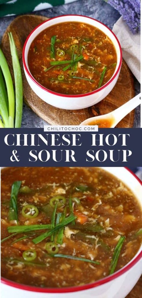 Dinner With Fish, Hot And Sour Chicken Soup Recipe, Hot And Sour Soup Recipe Easy, Spicy Soup Recipes, Sweet And Sour Soup, Meal For Dinner, Asian Soup Recipes, Chinese Soup Recipes, Asian Sauces