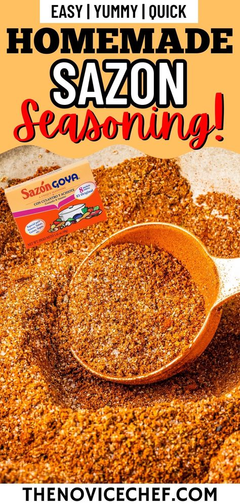 Puerto Rican Sazon Recipe, Diy Sazon Goya, Homemade Sazon Goya, Diy Sazon Seasoning, Goya Sazon Seasoning Recipe, Adobe Seasoning Recipes, Homemade Adobo Seasoning, Homemade Sazon Seasoning, Seasoning Recipes Homemade