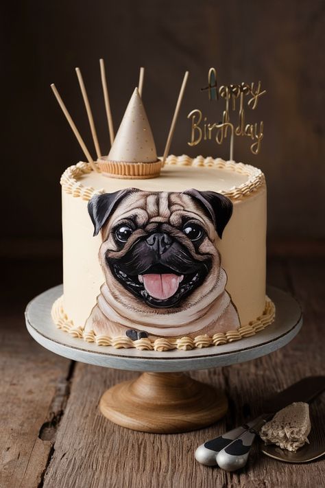 Pug-tastic Birthday Cakes to Delight Every Dog Lover Husky Cake Ideas, Pug Birthday Cake, Dog Lover Cake, Dogs Cake, Minimalist Cakes, Pug Cake, Pug Birthday, Cake In A Can, Dog Birthday Cake