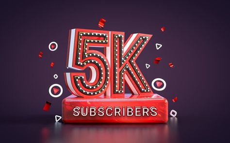 5k subscribers celebration five thousand... | Premium Photo #Freepik #photo #background #banner #poster #label 5k Subscribers, 300k Subscribers, 5 K Subscribers, 20 K Subscribers, 5k Youtube Subscribers, 5k Subscribers Youtube, 5k Subscribers Thank You, 6k Subscribers Thank You, 5k Subscribers Thank You Youtube