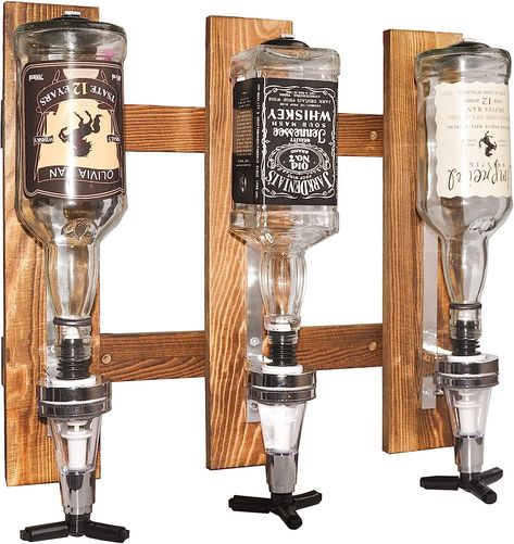 3 Bottles Wall Mounted Liquor Dispenser, Drink Beverage Alcohol Wine Dispenser Bottle Wood Wall Shelf for Home Bar, Glass Drink Whiskey Dispenser for Parties (3 Dispensers) Bottles Wall, Whiskey Dispenser, Alcohol Dispenser, Wine Dispenser, Liquor Dispenser, Glass Drink, Beverage Dispensers, Bottle Wall, Whiskey Drinks