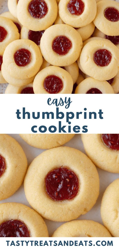 Raspberry Thumbprint Cookies are easy to make with only 5 ingredients! Buttery, sweet, delicious Jam Thumbprint Cookies everyone will love! Peanut Butter Thumbprint Cookies Easy, Ham Thumbprint Cookies, Jelly Thumbprint Cookies Easy, Russian Tea Cookies Easy, Traditional Thumbprint Cookies, Easy Best Cookies, Jelly Drop Cookies, No Chill Thumbprint Cookies, Cookies Filled With Jam