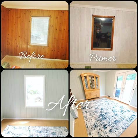 Knotty Pine Painted White, Decorating With Knotty Pine Walls, Painting Tongue And Groove Pine Walls, Painted Wood Panel Walls, Update Wood Panel Walls, Old Wood Panel Walls Makeover, Painted Knotty Pine Walls Before After, Painted Tongue And Groove Walls, Painted Paneling Before And After