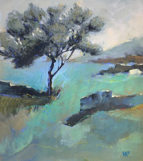 "the morning and the olive tree" 54x61 cm acrylic on mounted panel Olive Tree Painting Acrylics, Olive Painting, Olive Tree Painting, Painted Landscapes, Greece Painting, Thick Paint, Landscape Painting Tutorial, Trees Landscape, Olive Trees