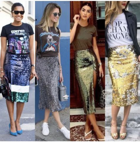 Flashy Outfits, Maxi Sequin Skirt, Mama Cloth, Sequin Maxi, Tshirt Outfits, Sequin Skirt, Pin Up, Maxi Skirt, Casual Fashion