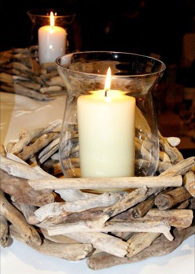 Camping Theme Wedding, Wedding Centerpieces Candle Holders, Beach Wedding Candles, Wedding Centerpieces Candle, Wedding Camping, Driftwood Candle Holders, Candle Holder Centerpiece, Driftwood Candle, Beach Wedding Centerpieces