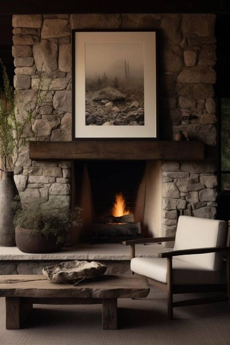 30 Stunning Stone Fireplace Ideas for Your Home Stone Fireplace Decor Ideas, Stone Fireplace Ideas, Modern Stone Fireplace, Stone Fireplace Decor, Classic Wood Floors, Grey Stone Fireplace, Fireplace Decor Ideas, Rustic Stone Fireplace, Outdoor Stone Fireplaces