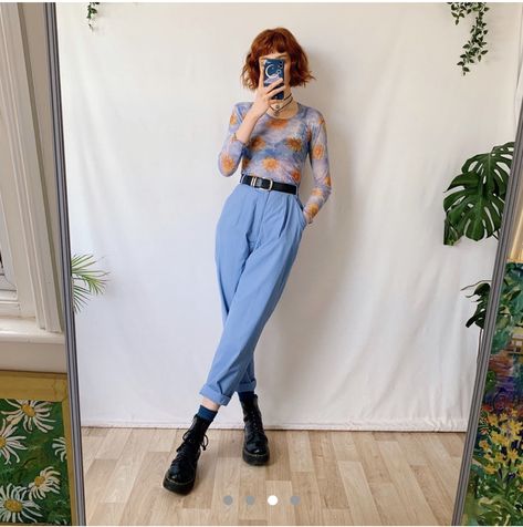 Cornflower Blue Pants Outfit, Cornflower Blue Outfit, Sky Blue Pants Outfit, Utility Pants Outfit, Blue Pants Outfit, Spring Trousers, Blue Trousers, Utility Pants, Blue Outfit