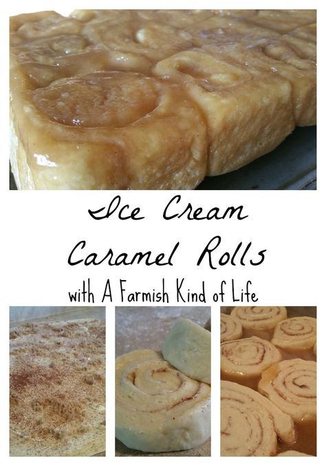 Ice Cream Caramel Rolls Caramel Rolls With Ice Cream, Homemade Biscuit Recipe, Ice Cream Caramel, Homemade Biscuit, Rolls Homemade, Caramel Rolls, Special Breakfast, Cream Caramel, Roll Recipes