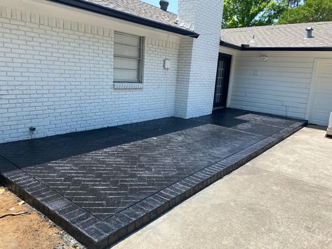 Sealed Charcoal patio.. Charcoal color has become one of our most popular colors recently. What do you think? 🤔 #stampedconcrete #patioaddition #stampedpatio #heathtx #dfwelegantconcrete #decorativeconcrete #dallastxcontractors #concretecontractor Stamped Patio, Patio Addition, Concrete Contractor, Stamped Concrete, Patio Designs, Concrete Decor, Popular Colors, Backyard Patio Designs, Charcoal Color