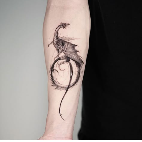 Black Dragon Tattoo, Dragon Tattoo Meaning, Small Dragon Tattoos, Dragon Tattoo Art, Candle Tattoo, Dragon Sleeve Tattoos, Dragon Tattoo For Women, Circle Tattoo, Forearm Tattoo Design