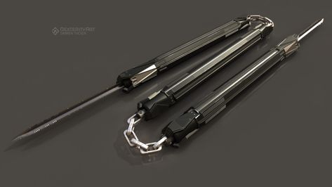 ArtStation - Melee Weapons, Darren Tucker Three Section Staff, Fantasy Punk, Bow Staff, Apocalypse Survival Gear, Cool Swords, Futuristic Technology, Cool Gadgets To Buy, Armor Concept, Agra