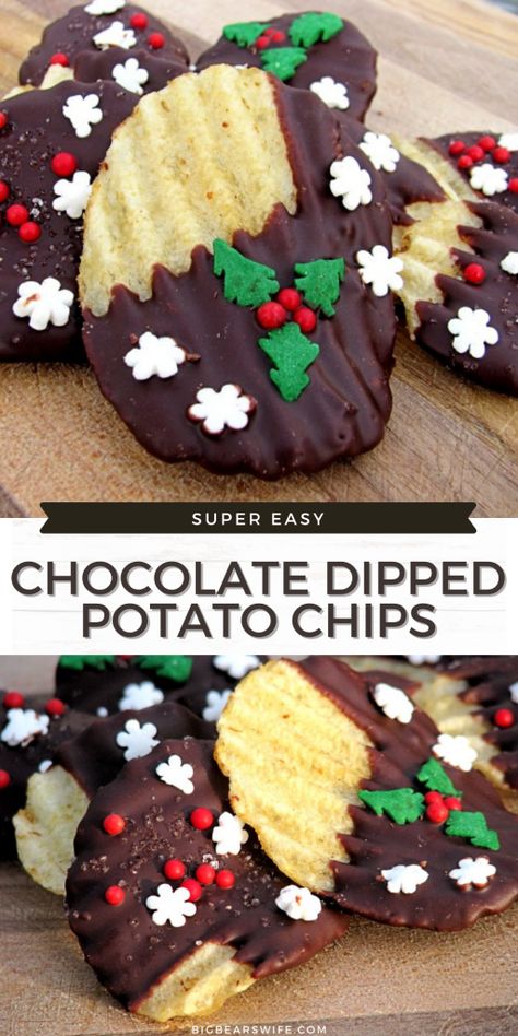 Chips Homemade, Halloween Fingerfood, Chocolate Covered Potato Chips, Gifts Homemade, Xmas Treats, Easy Christmas Treats, Christmas Baking Recipes, Easy Treat, Dessert Gifts