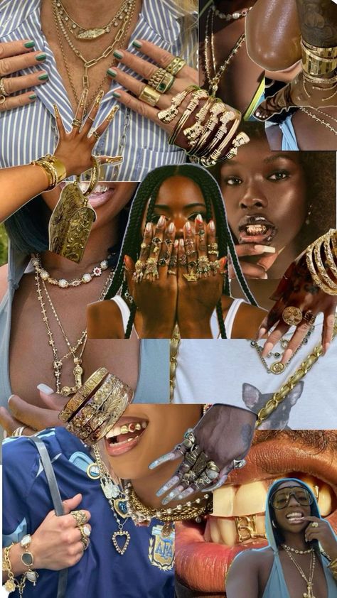 Maximalist Jewelry, Chunky Gold Jewelry, Ahs Style, Xoxo Jewelry, Make Outfits, Dope Jewelry Accessories, Earthy Aesthetic, I Love Being Black, Earthy Jewelry