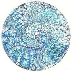 Water mandala... would make a beautiful tattoo Tangle Doodle, Doodle Inspiration, Tangle Art, Tangle Patterns, Zentangle Drawings, Doodles Zentangles, Zen Art, Zen Doodle, Dreamcatchers