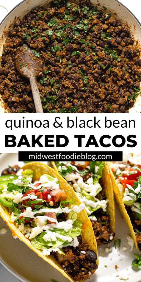 Black Bean Mash Recipes, Black Bean Corn Tacos, Meal With Black Beans, Lunches With Beans, Bean And Quinoa Recipes, Plant Based Tacos Recipes, Black Bean Ground Beef, Dinner With Beans, Taco Beans